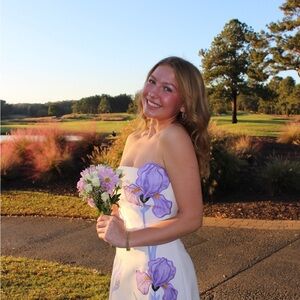 JW PEI Strapless Floral Dresses - Pink and White